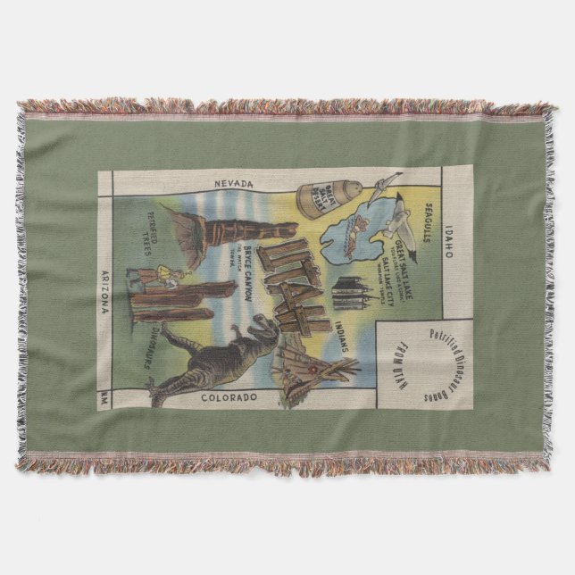 UtahDepictions of Sites to See in UtahUtah Throw Blanket (Front)