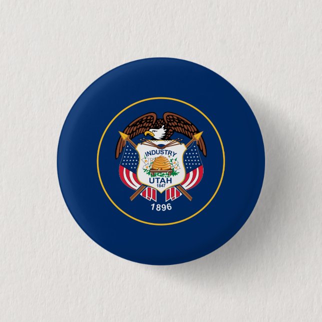 Utahn Flag, Flag of Utah 3 Cm Round Badge (Front)