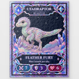 Utahraptor Dinosaur, Rainbow Foil Art Jigsaw Puzzle
