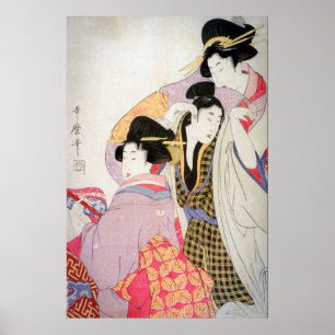 Utamaro Geishas with Tipsy Client Poster