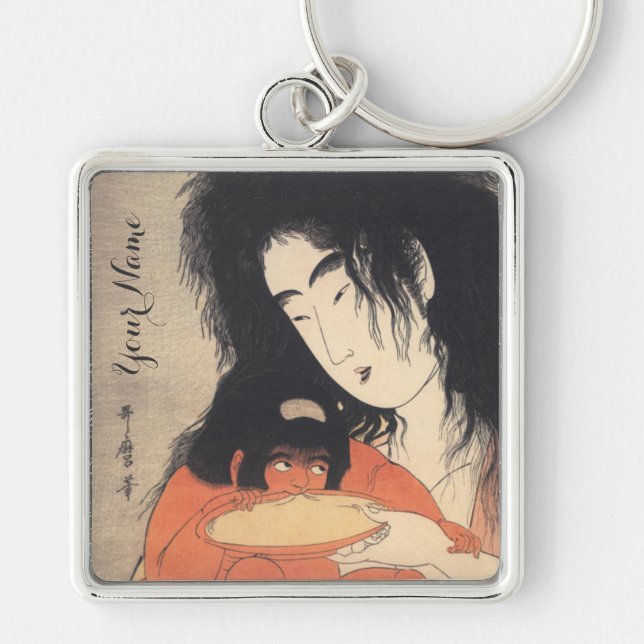 Utamaro’s art custom key chain (Front)