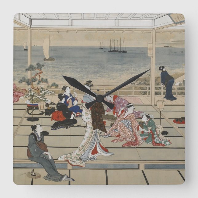 Utamaro’s Japanese Art wall clock (Front)