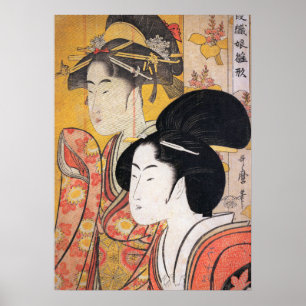 Utamaro Two Beauties with Bamboo Poster