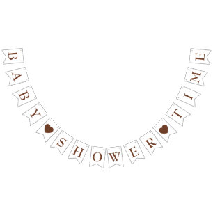 Ute brown hearts baby shower time bunting flags