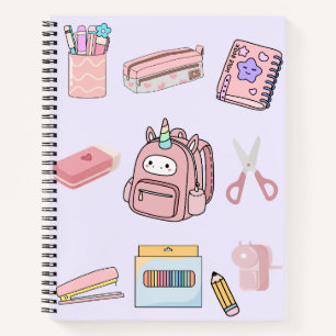 ute Pink Unicorn School Supplies Collection Notebook