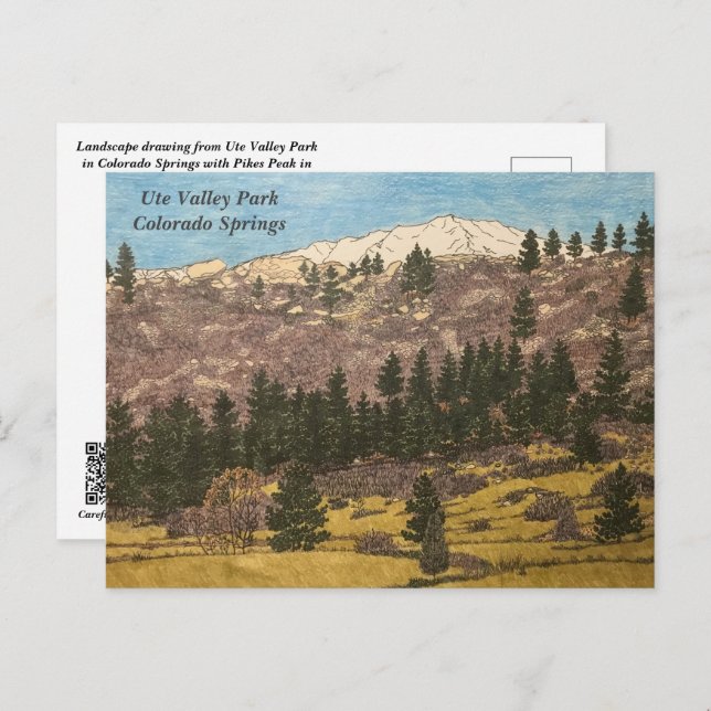 Ute Valley Park Colorado Springs illustration  Postcard (Front/Back)