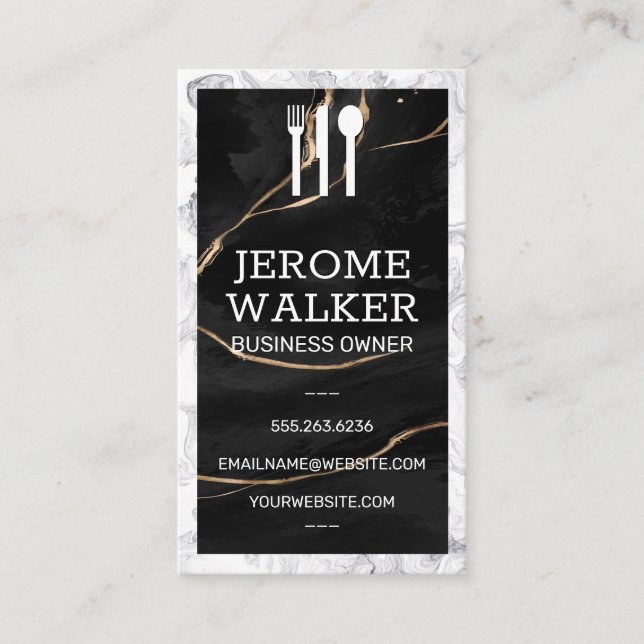 Utensil Logo | Marble Business Card (Front)