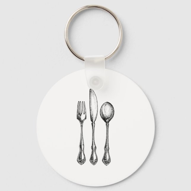 UTENSILS... KNIFE, FORK, SPOON KEY RING (Front)