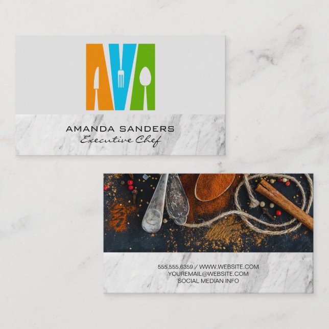 Utensils Logo | Spices Business Card (Front/Back)