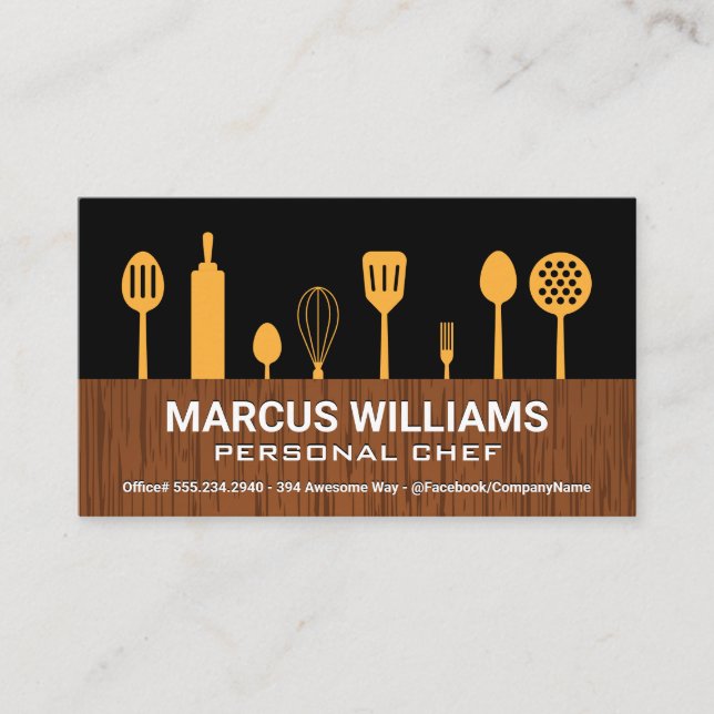 Utensils | Wood Trim Business Card (Front)
