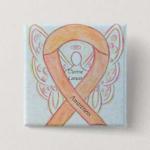 Uterine Cancer Angel Awareness Ribbon Pins