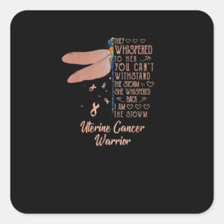 Uterine Cancer Awareness Dragonfly Ribbon Square Sticker