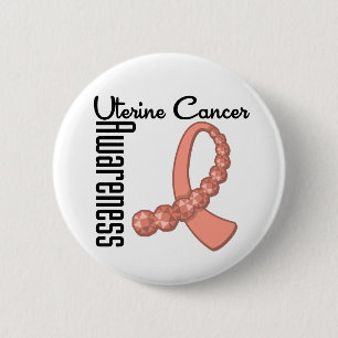 Uterine Cancer Awareness Gemstone Ribbon 6 Cm Round Badge