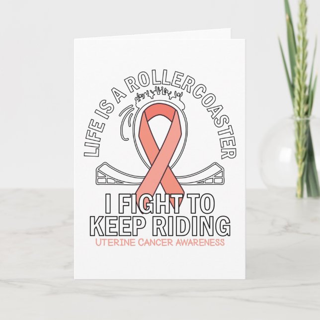 Uterine cancer awareness peach ribbon card (Front)