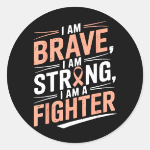 Uterine Cancer Awareness Peach Ribbon Endometrial Classic Round Sticker