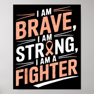 Uterine Cancer Awareness Peach Ribbon Endometrial Poster