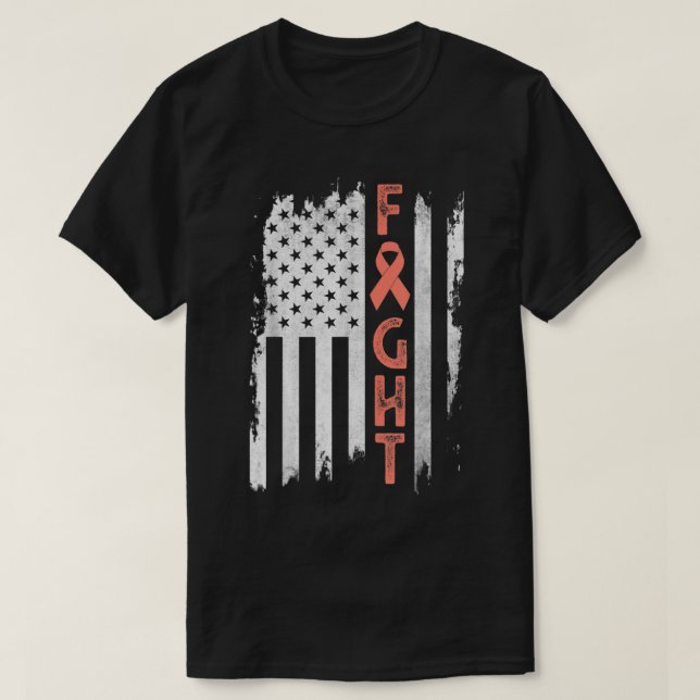 Uterine Cancer Awareness Peach Ribbon Endometrial  T-Shirt (Design Front)