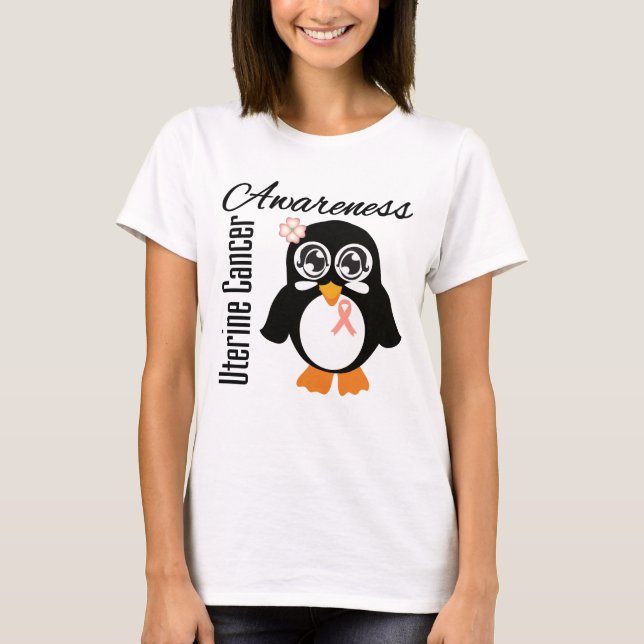 Uterine Cancer Awareness Penguin T-Shirt (Front)