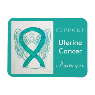 Uterine Cancer Awareness Ribbon Angel Magnet