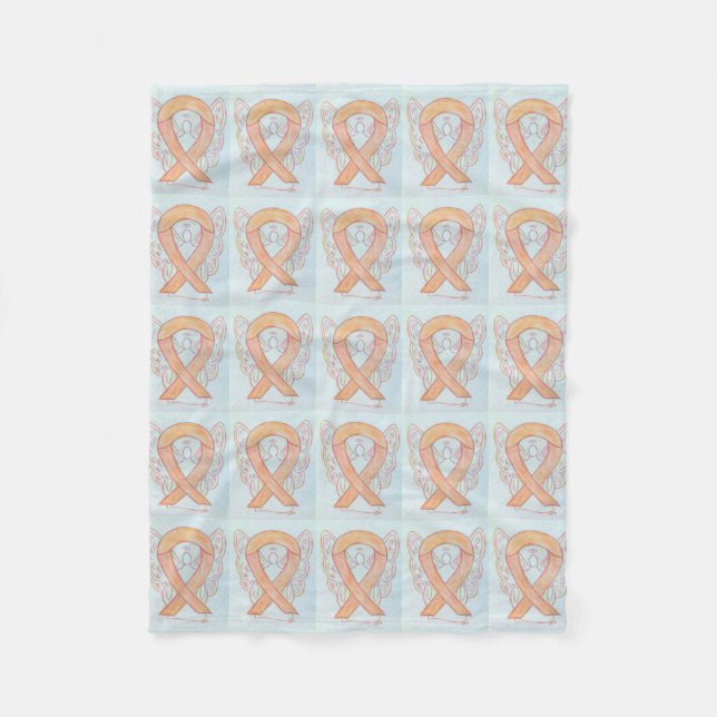 Uterine Cancer Awareness Ribbon Fleece Blankets (Front)