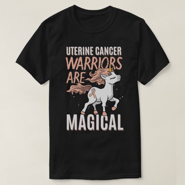 Uterine Cancer Awareness Womb Endometrial Unicorn  T-Shirt (Design Front)