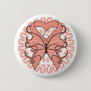 Uterine Cancer Butterfly Circle of Ribbons 6 Cm Round Badge