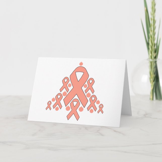 Uterine Cancer Christmas Ribbon Tree Holiday Card (Front)
