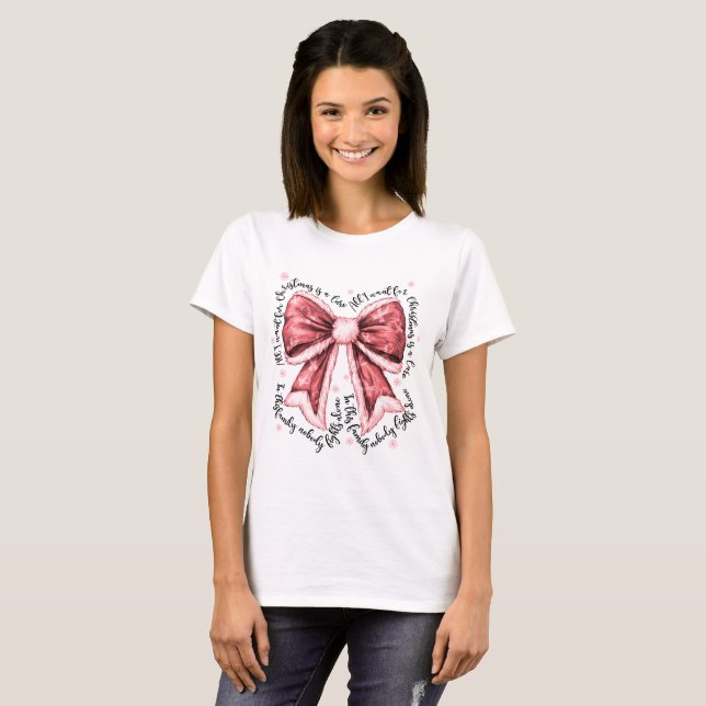 Uterine Cancer Cure Christmas Bow Shirt (Front Full)