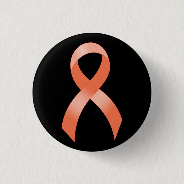 Uterine Cancer Peach Ribbon 3 Cm Round Badge (Front)