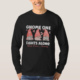 Uterine Cancer Peach Ribbon Gnome T-Shirt
