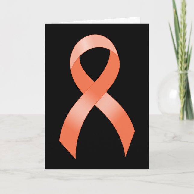 Uterine Cancer Peach Ribbon Thank You Card (Front)