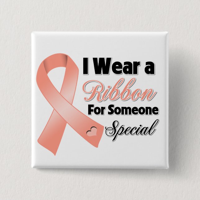 Uterine Cancer Ribbon Someone Special 15 Cm Square Badge (Front)