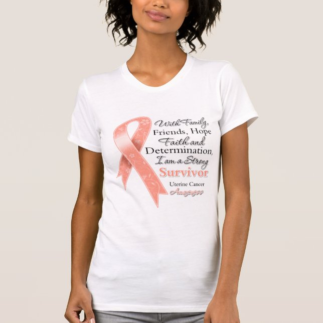 Uterine Cancer Support Strong Survivor T-Shirt (Front)