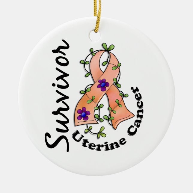 Uterine Cancer Survivor 15 Ceramic Tree Decoration (Front)