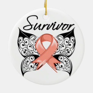 Uterine Cancer Survivor Butterfly Ceramic Tree Decoration
