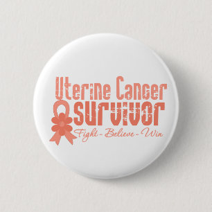 Uterine Cancer Survivor Flower Ribbon 6 Cm Round Badge