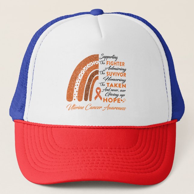 Uterine Cancer Warrior Supporting Fighter Trucker Hat (Front)