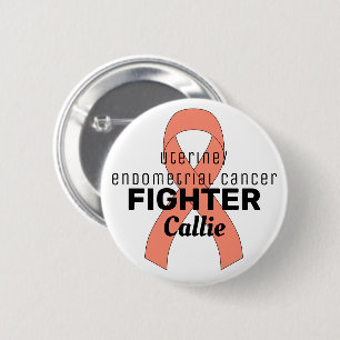 Uterine Endometrial Cancer Ribbon White Button