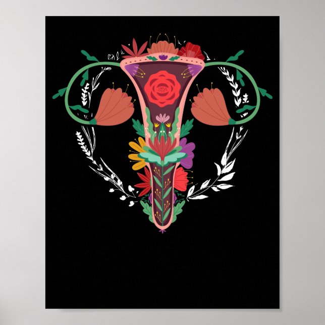 Uterus Flower Women Rights Feminism Pro-Choice Poster (Front)