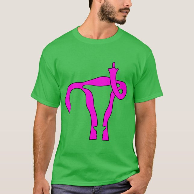 Uterus Giving the Finger T-Shirt (Front)