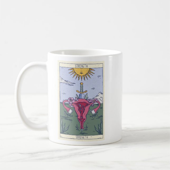 Uterus Strength Tarot Card Design Coffee Mug (Left)