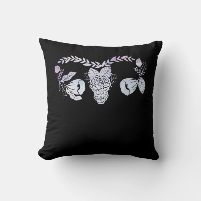 Uterus Surgery Female Floral Hysterectomy Get Well Cushion (Front)