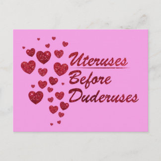 Uteruses Before Duderuses Galentne's Day Postcard