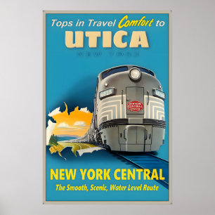 Utica New York Central Railroad Tops in Travel Poster