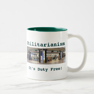 Utilitarianism green 2-tone mug (left-hand)