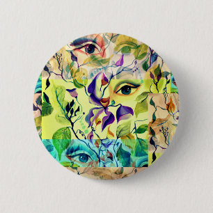 Utopian Psychedelic Surreal Eyes Design 6 Cm Round Badge