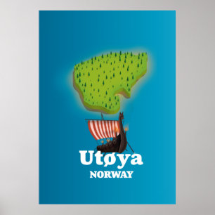 Utøya Norway travel poster