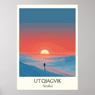 Utqiagvik Alaska Arctic Sunset Landscape Poster