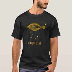 Utqiagvik Alaska State Flag Halibut Fishing T-Shirt