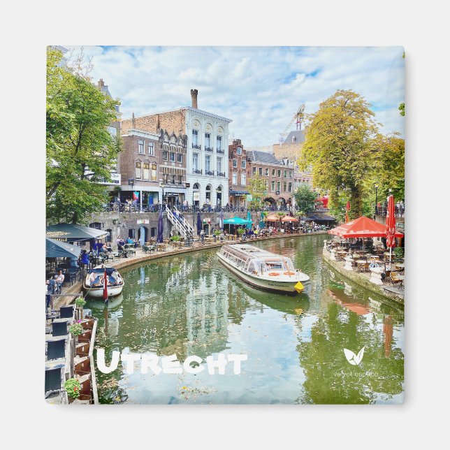 Utrecht canal, fridge magnet by Velvet Escape (Front)